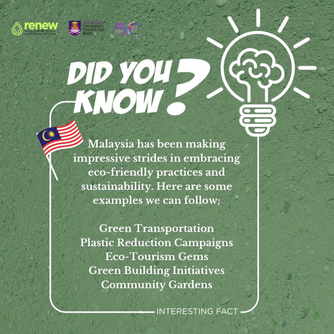 renewwithiceps's tweet photo. 🌱 Eco-Friendly Initiatives in Malaysia: Fun Fact! 🇲🇾💚

Did you know that Malaysia has been making impressive strides in embracing eco-friendly practices and sustainability? Here's a fun fact about the nation's commitment to a greener future. https://t.co/LrE1oT86Pu