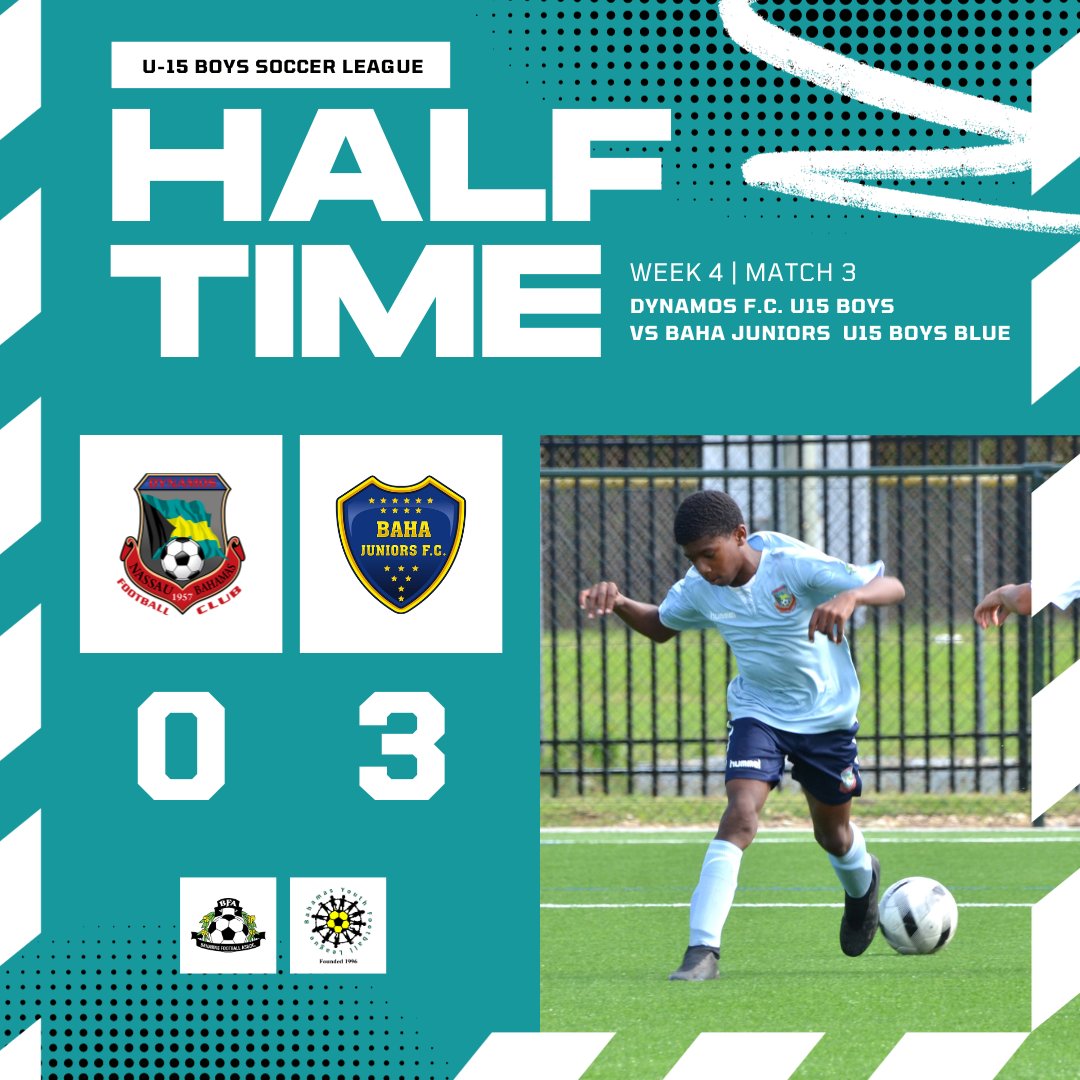 BahamasFootbal1's tweet image. ⚽️ Halftime at RALD: Baha Juniors U15 Blue leads Dynamos FC U15 3-0. The first half was full of energy! Eagerly awaiting what’s next. #BFASoccer2324 #YouthSoccer #HalftimeHustle 🏃🏿🏃🏾🏃🏽🏃🏼🏃🏻🏃🏿🏃🏾🏃🏽🏃🏼🏃🏻🏃🏿🔥