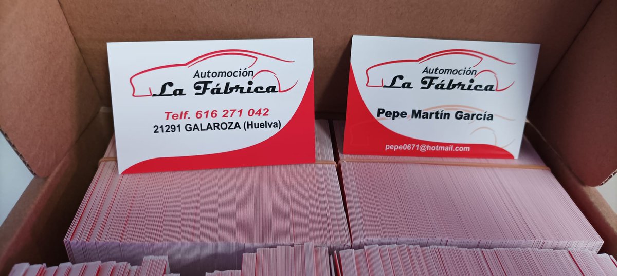 MasRotulo's tweet image. Automoción "La Fábrica" se puso en contacto con nosotros para realizarle este Cartel de composite rotulado en vinilo y estas tarjetas de visitas.

En las siguientes imágenes os dejamos el resultado de nuestro trabajo.