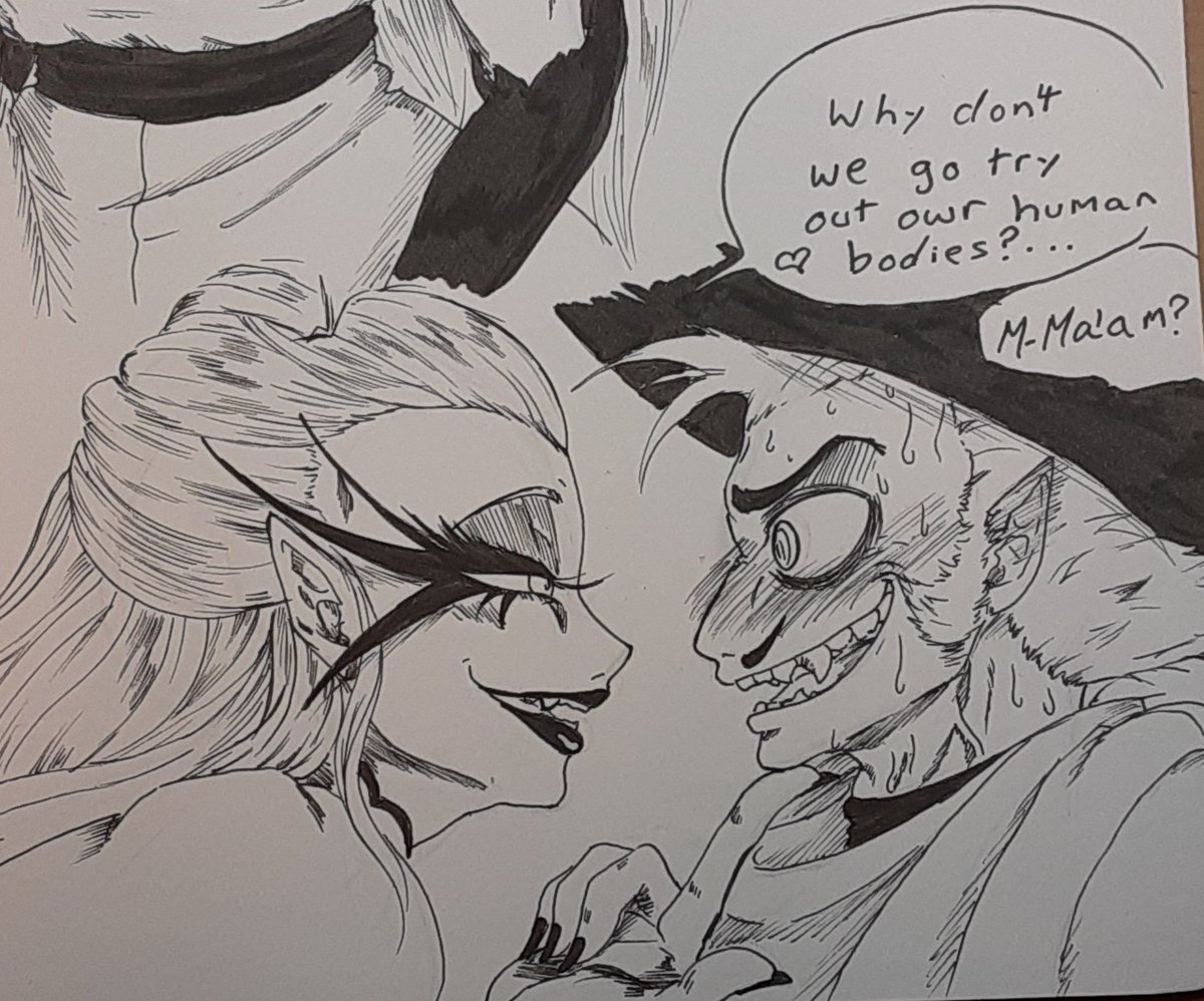 HollowRavenwood's tweet photo. #Strellaweek day 7 promt 1
"SWAP!: species"
I chose human cuz before HB took over my soul I used to exclusively draw humans. I was a lil' rusty at first but I think I did ok.
#helluvaboss #helluvabossstriker #helluvabossstella #strella 
Thank you @StrellaWeek for hosting. https://t.co/IptmRImaOL