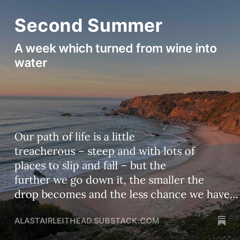 I honestly think St Martin's Summer is fast becoming our favourite time of the year...in a week when we went from wine to water...
Second Summer, by <a href="/aleithead/">Alastair Leithead</a> open.substack.com/pub/alastairle…