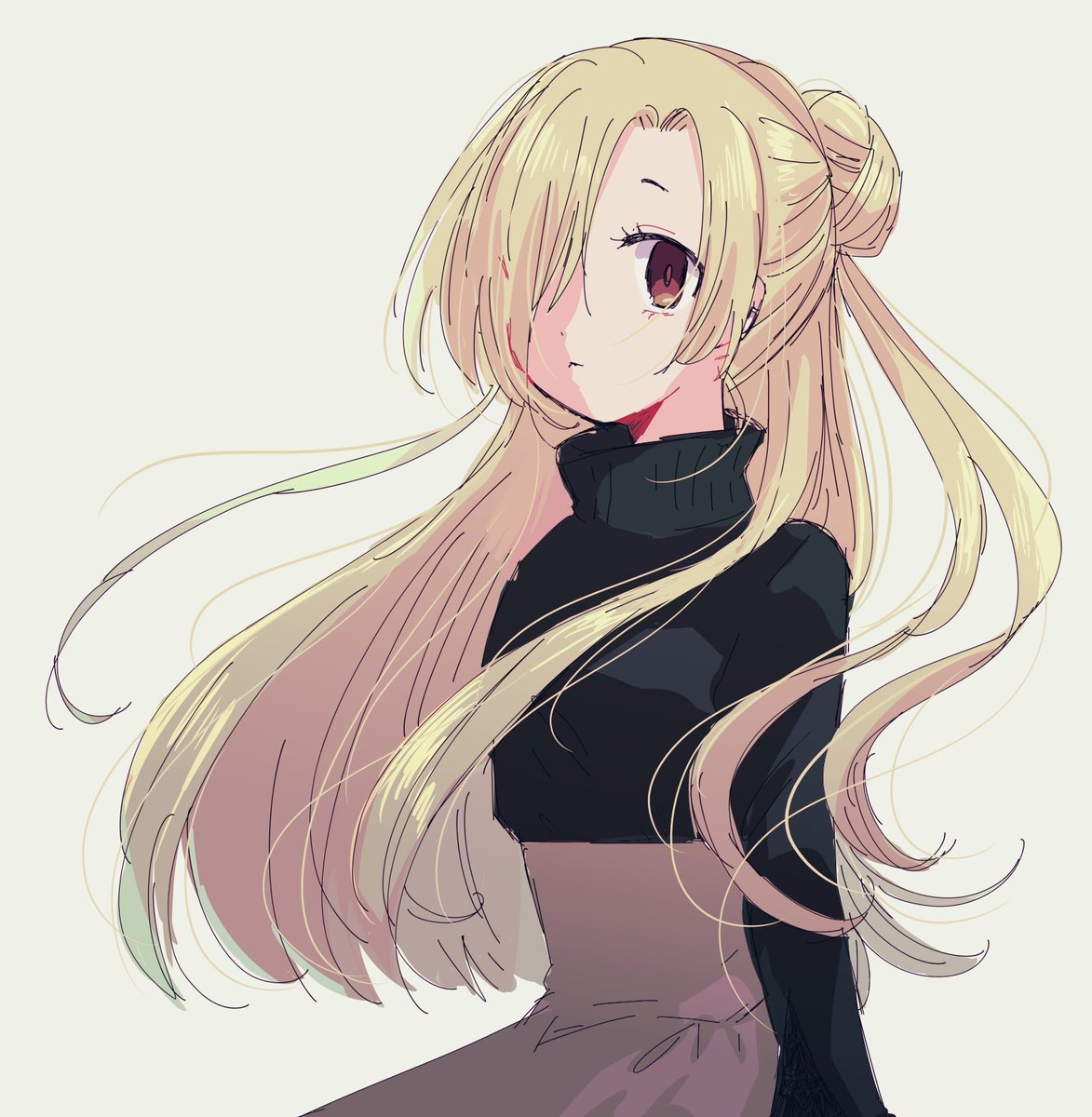 shirasaka koume 1girl solo alternate hairstyle long hair hair over one eye blonde hair skirt  illustration images