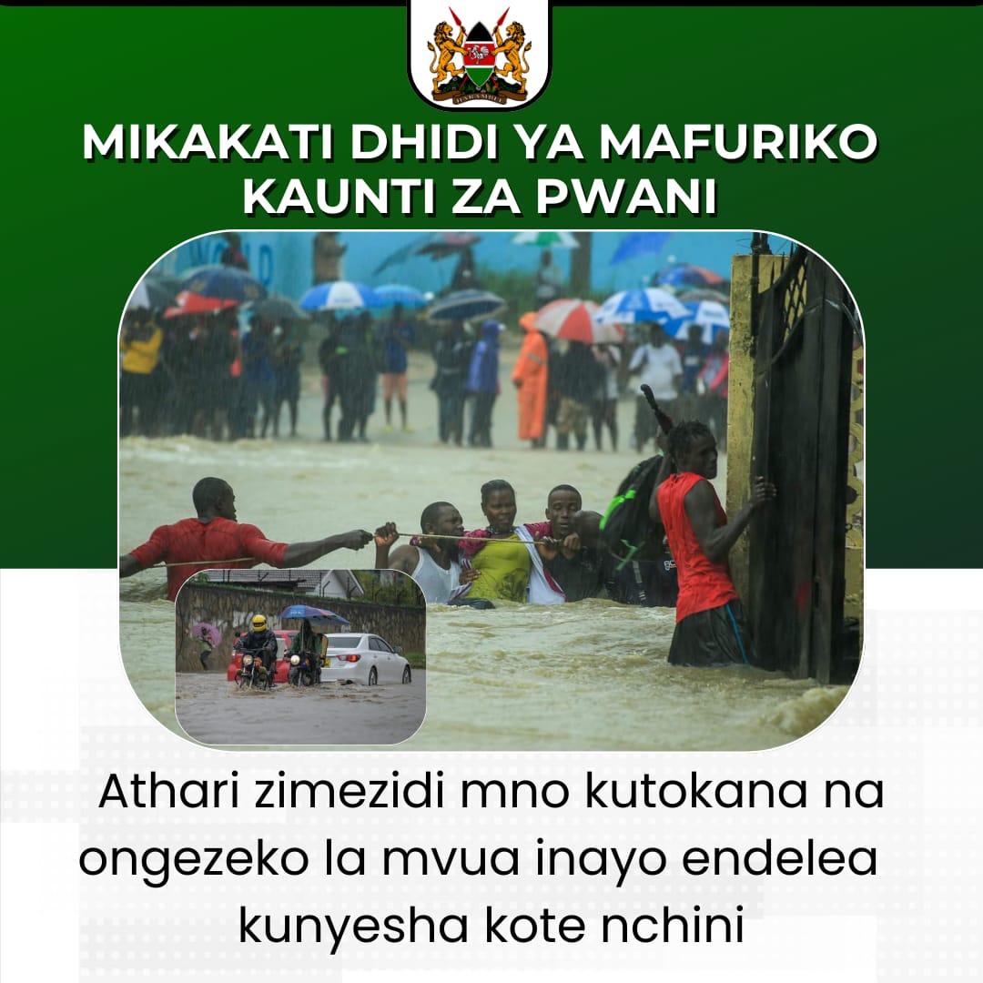 Kwale, Mombasa, Tana River, Kilifi, and Lamu are the most affected areas by the ongoing heavy rains. The impact of the floods has worsened significantly. #MafurikoNchiniKenya Kukabiliana Na Elnino