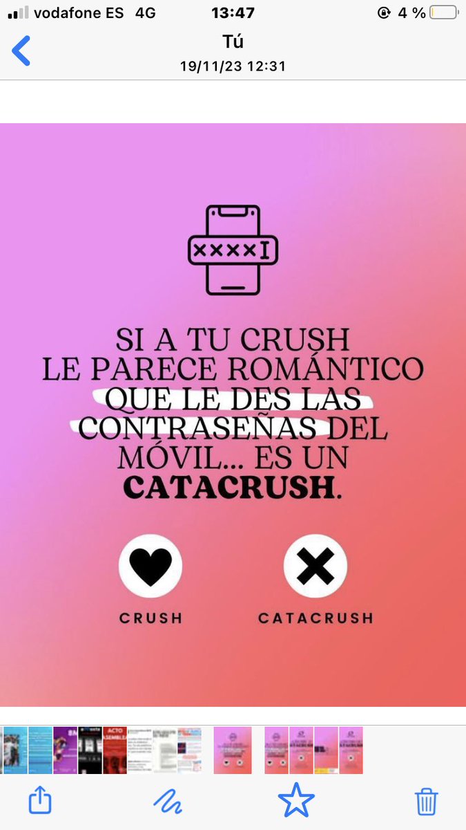 LauraSeara's tweet photo. Un 15% de chicos controla a sus parejas a través del móvil?
Un 6,6% usa las contraseñas del móvil de su pareja para controlarla.
No es un #crush es un #Catacrush
#25N #016
Campaña de la Subdelegacion del Gobierno en Á Coruña @MRivasL @DelGobGalicia https://t.co/liX2d6SLNr