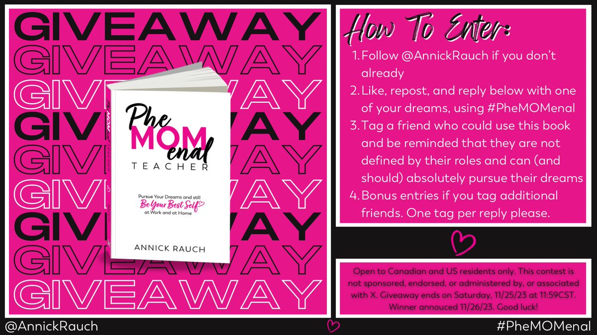 Annick Rauch (@annickrauch) on Twitter photo 🩷🩷🩷🩷GIVEAWAY🩷🩷🩷🩷
It has been one month since #PheMOMenal Teacher has come out and I’d like to celebrate by giving away a copy to one lucky winner! See graphic for rules & to know how to enter!
#PheMOMenal #tlap #dbcincbooks #leadlap <a href="/burgessdave/">Dave Burgess</a> @taramartinedu <a href="/dbc_inc/">Dave Burgess Consulting, Inc.</a> 🩷🩷🩷🩷GIVEAWAY🩷🩷🩷🩷
It has been one month since #PheMOMenal Teacher has come out and I’d like to celebrate by giving away a copy to one lucky winner! See graphic for rules & to know how to enter!
#PheMOMenal #tlap #dbcincbooks #leadlap <a href="/burgessdave/">Dave Burgess</a> @taramartinedu <a href="/dbc_inc/">Dave Burgess Consulting, Inc.</a>