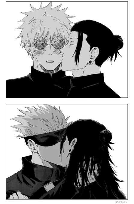 #五夏深夜のワンドロライ一本勝負 
「キス」
遅刻でタイムオーバーですが呪専と師祖 