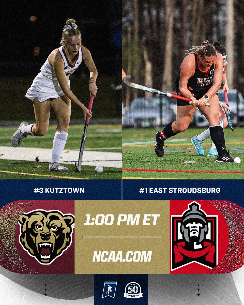 Let’s dance! 💃

No. 1️⃣<a href="/ESUWarriors/">ESU Warriors</a> and No. 3️⃣ <a href="/KUGoldenBears/">Kutztown University Athletics</a> compete for the #D2FH National Championship at 1 p.m. ET 🏆

You don’t want to miss this!

🎥on.ncaa.com/D2FHCHAMPSTREAM
📰on.ncaa.com/2023D2FHbracket

#MakeItYours
