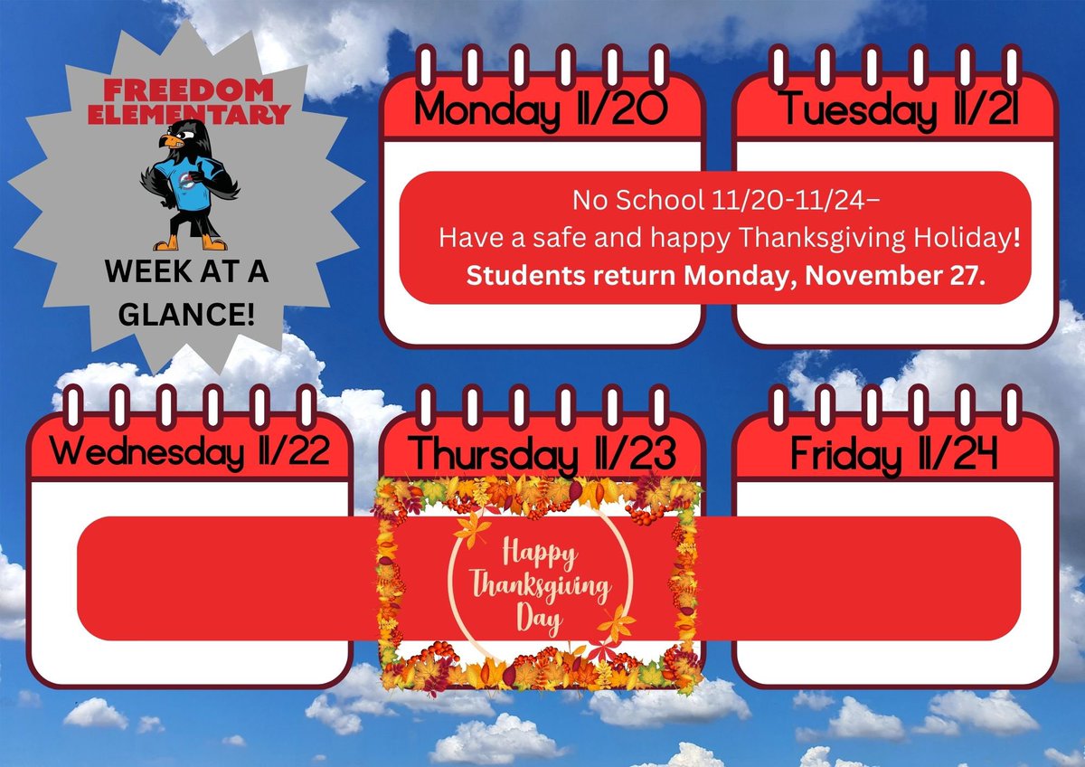 FreedomVolusia's tweet photo. We wish you a safe, relaxing and fun Thanksgiving break! https://t.co/lb1rMtt9cE