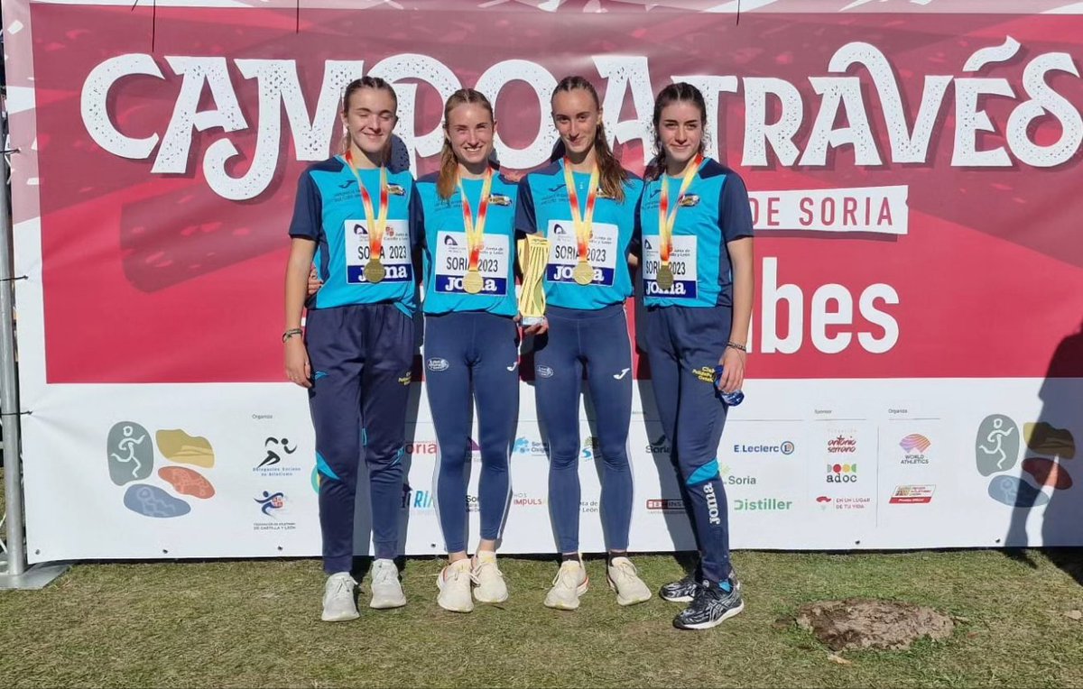DeporteGetafe's tweet photo. Las atletas del @PolideporGetafe Sofia Iimenez, Paula Urban, Eva Merayo y Maria Carmona se han proclamado‼️CAMPEONAS‼️ Sub20 del Campenato de España de Campo a Través de Clubes 2023 y consiguen su clasificación directa para el Europeo 🏆🇪🇺

¡¡¡ ENORMES !!!🥇🏆🇪🇦🔝👏👏👏

#Getafe https://t.co/JyxEhIQGoq