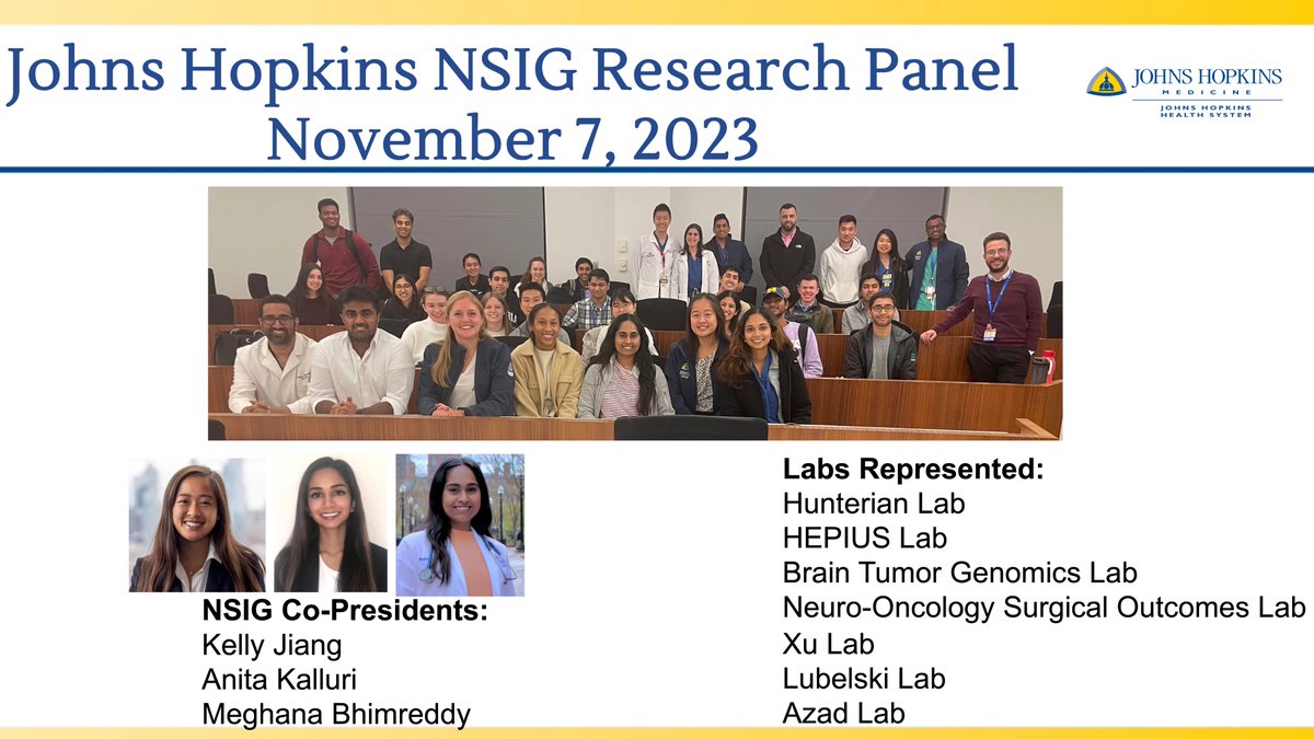 Our <a href="/AANSNeuro/">AANS</a> student interest group team had a great meeting on 11/7/23 learning about neurosurgical #research at our institution

Thank you <a href="/DrRishengXu/">Risheng Xu, MD/PhD</a>, <a href="/JordinaRT_md/">Jordina Rincon-Torroella</a>, and <a href="/tdazad/">Tej D. Azad 🇺🇸</a> for speaking about opportunities to get involved!

#NSIG #NSGY