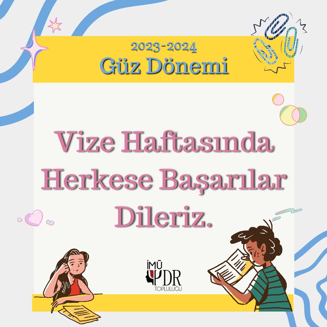 İMÜ PDR Topluluğu olarak vize haftasında herkese başarılar dilerizzz. 💖✨😊