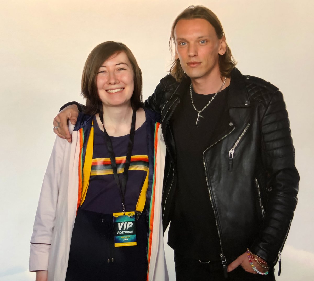 Photo with @Jamiebower from yesterday, saw I met him a year ago today too! Really appreciate the time he makes for his fans. Hope to see him again at @walescomiccon after the many posts I have seen from those who met him wanting to meet him again because of how kind he was 😊