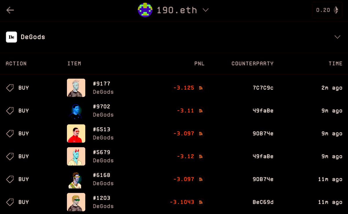 BrookDubai's tweet image. I used the actual act of purchasing 6 @DeGodsNFT to thank you for following me just now my legend frank @frankdegods 🫡❤️