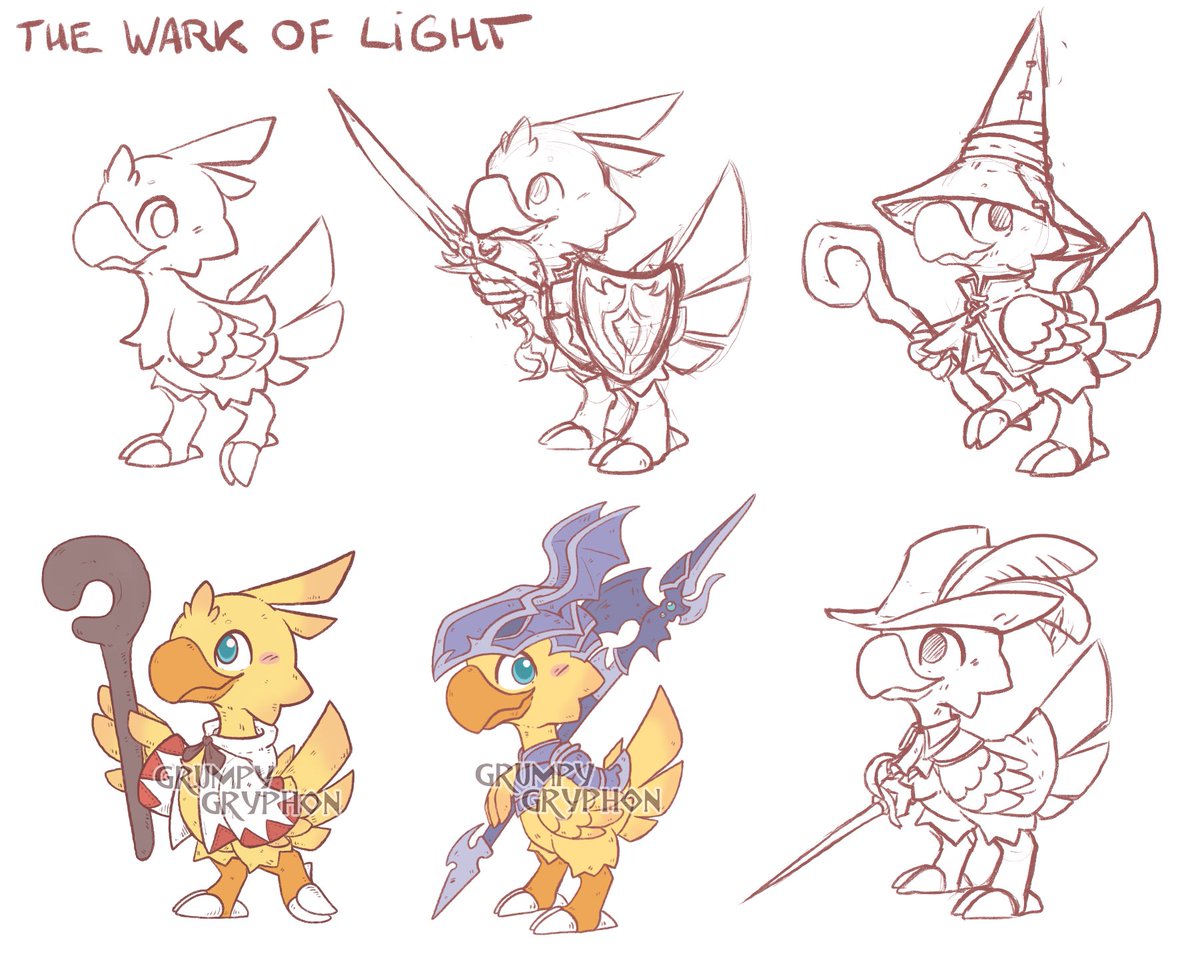 I’ll probably do one ‘plain’ Chocobo art part of this set (little nod to freelancer).

Well… time to get to rendering all these.