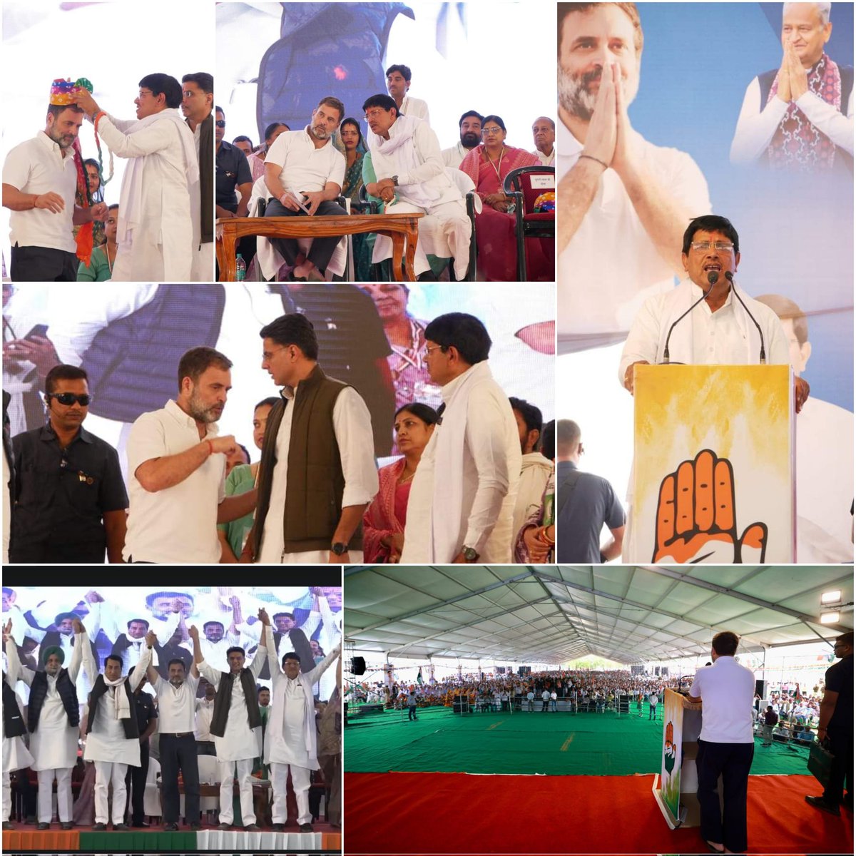 आज राजेश पायलट स्टेडियम, दौसा में आयोजित विशाल जनसभा को कांग्रेस नेता श्री <a href="/RahulGandhi/">Rahul Gandhi</a> जी व हम सबके चहेते नेता श्री <a href="/SachinPilot/">Sachin Pilot</a> जी ने संबोधित किया। इस दौरान उन्होंने क्षेत्र की जनता से कांग्रेस पार्टी के समर्थन में अधिकाधिक वोट देने की अपील की। #कांग्रेस_फिर_से <a href="/INCRajasthan/">Rajasthan PCC</a>