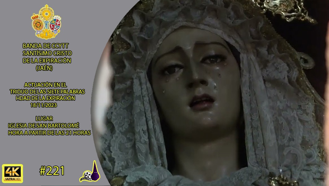 Estreno en el Canal a las 17 horas 

<a href="/Expiracionjaen/">Expiración de Jaén</a> 
<a href="/HExpiracionJaen/">Hermandad Expiración</a> 

📽️ Dani Carrasco

youtu.be/zkM-Q0e04N0?si…

#expiracionjaen #produccionescarrasco
#jaen #bandas #triduo #sietepalabras