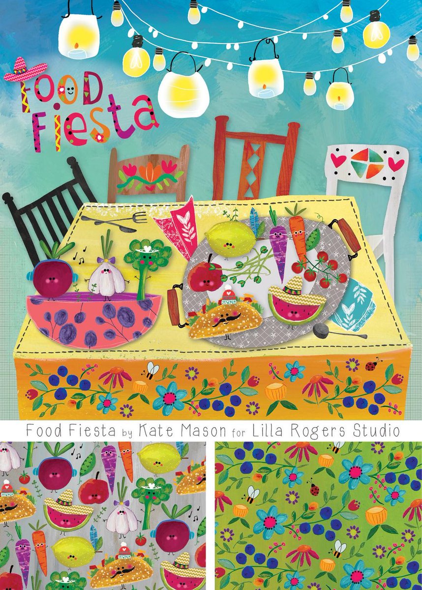 lillarogers's tweet photo. Kate Mason's (@katemasonartist) wonderful illustration entitled "Food Fiesta". Now I'm hungry!

#katemason #lillarogers #lillarogersstudio #art #illustration #artagent #printandpattern #pattern #seamlesspattern #patternity #printpattern #surfacedesign #surfacepatterndesign #surfa https://t.co/7A6TuKvdjM