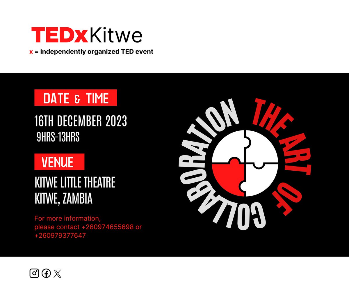 TEDxKitwe23's tweet photo. Only 27 days left until the TEDxKitwe event! Secure your tickets now—limited space available. Don't miss out on this enriching experience! https://t.co/hxbyMrwR9p