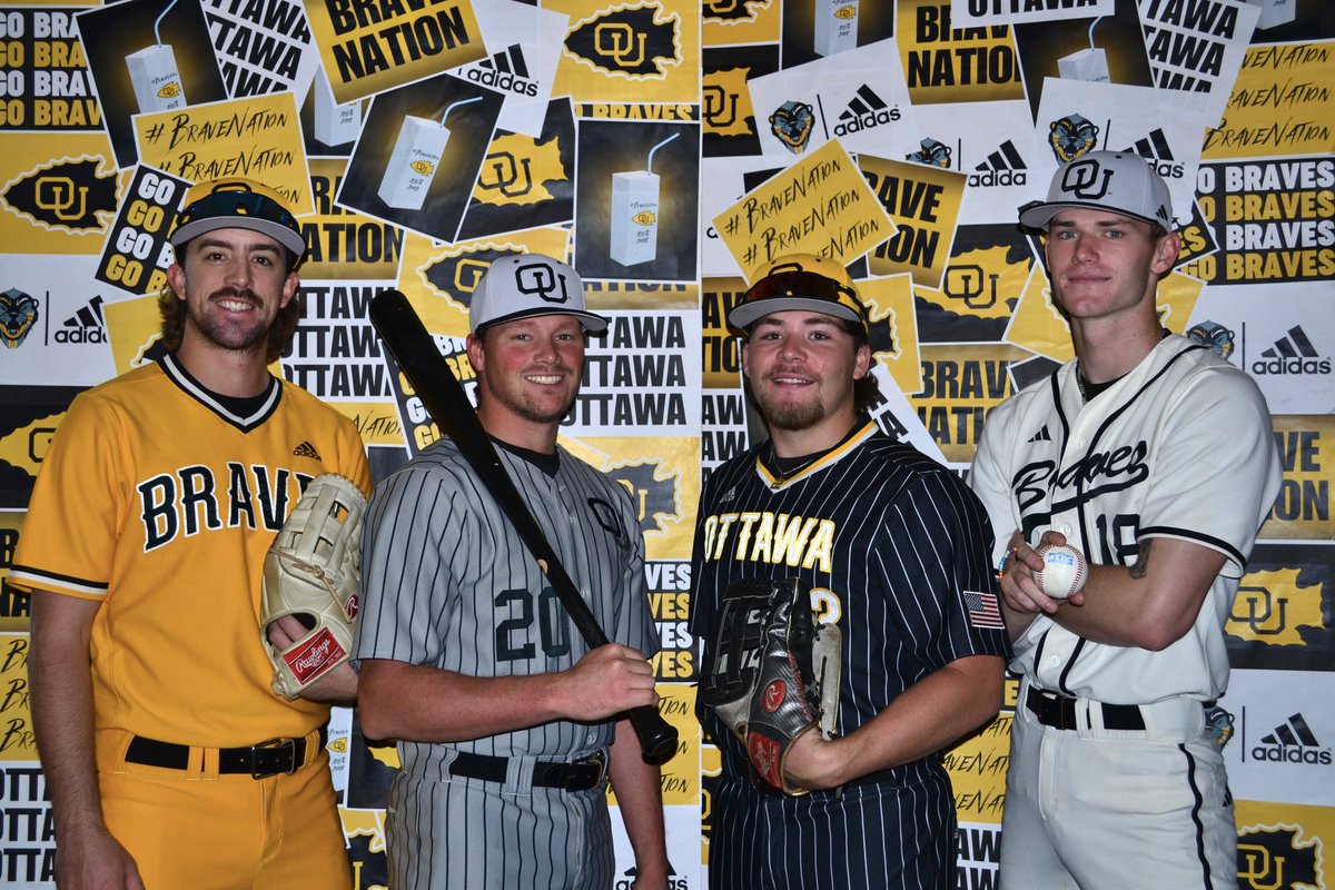 Ottawa_Baseball's tweet photo. As Braves Baseball get prepared to suit up for the 2023-2024 season, the team has selected their #Team59 Captains! 
Congratulations Tyler Farnham, Cole Broughton, Brandon Kelley, and Flynn Ridley!
#BravesNation https://t.co/Hxw9dbmqS0