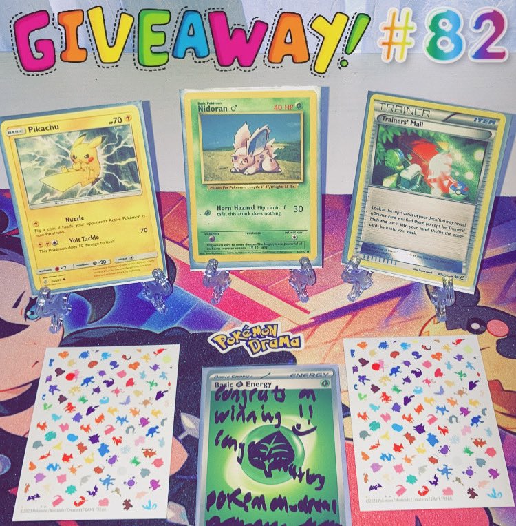 🚨Giveaway #82🚨

1. Follow me
2. Retweet 
3. Like

Bonus entries:
1.Tag friends, the more you tag the more entries you get
2.Sub to my YouTube (link below &amp; in bio) show proof

m.youtube.com/@pokemon_drama

Winner selected Sunday 11/26/2023
Win all cards additional info in comments