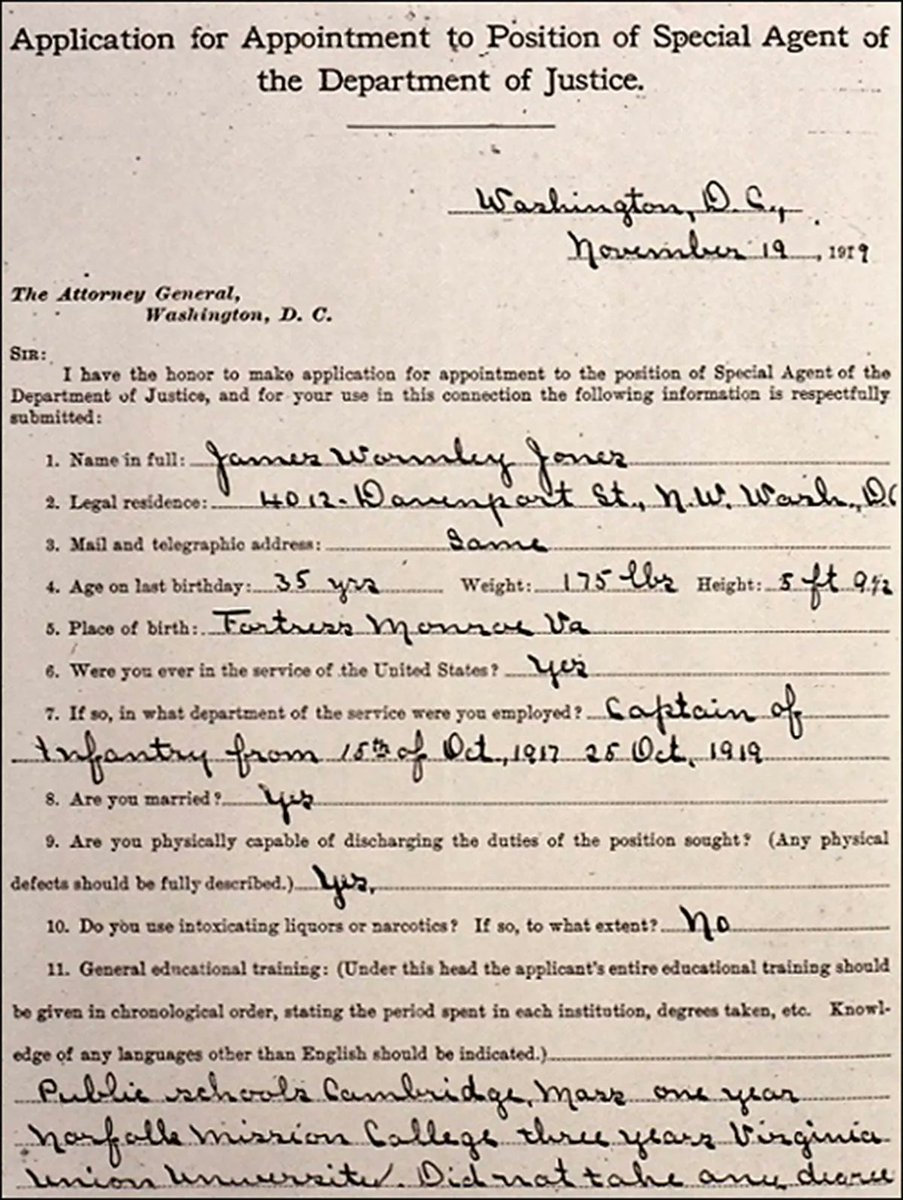 #OnThisDay in 1919, police officer and World War I hero James Wormley Jones was appointed as the first Black special agent for what was later named the FBI. Jones served as a captain in the 368th Infantry Regiment, 92nd Division, in command of Company F. One history book…