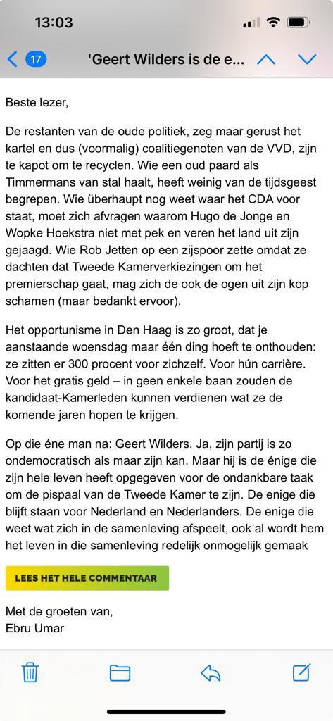 Wat mij bezig houdt vandaag ? De columm van <a href="/umarebru/">Ebru Umar</a> ….  Alle complexiteit platgeslagen in een haarscherpe conclusie wat mij betreft…