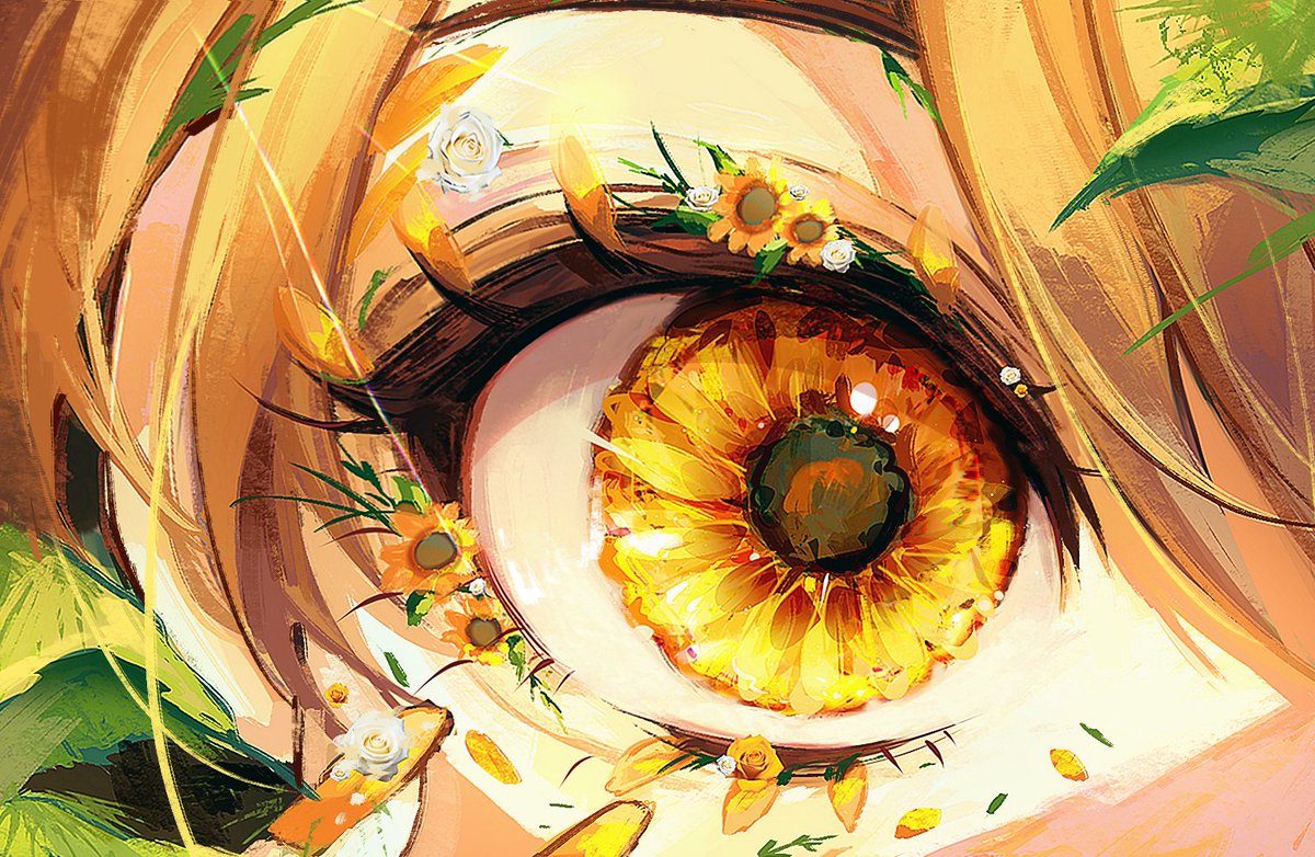 eye focus eyelashes solo red hair red eyes 1girl flower  illustration images