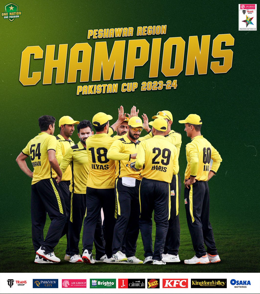 Congratulations to the entire Peshawar team for lifting another Pakistan Cup title 🇵🇰 Well done to the team especially Sahibzada Farhan for leading from the front and efforts of head coach Arshad Khan and whole management reaping rewards 👏👏👏