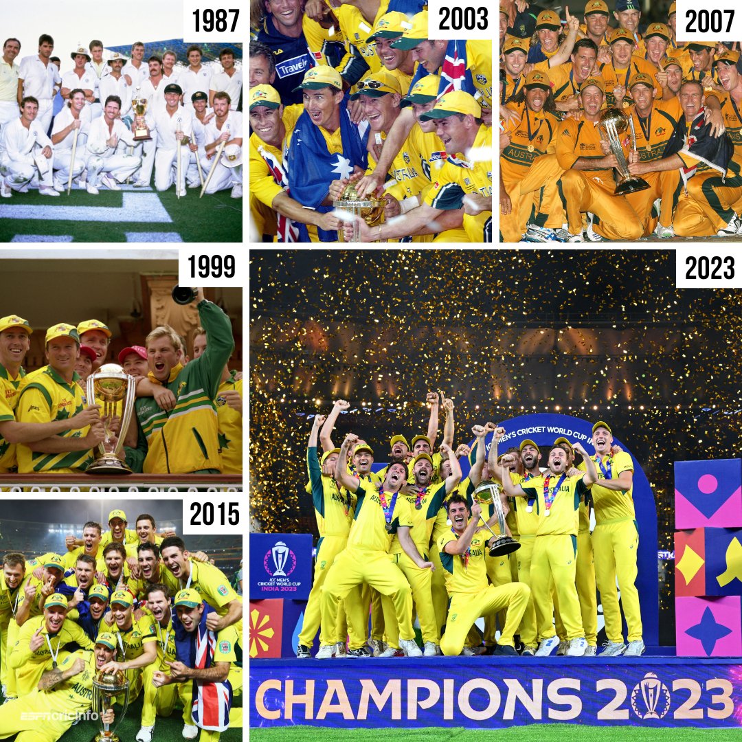 6 out of 13 ODI World Cups for ONE COUNTRY 🤯

Australian cricket is just ridiculous 🙌 

#CWC23 #CWC23Final #INDvAUS