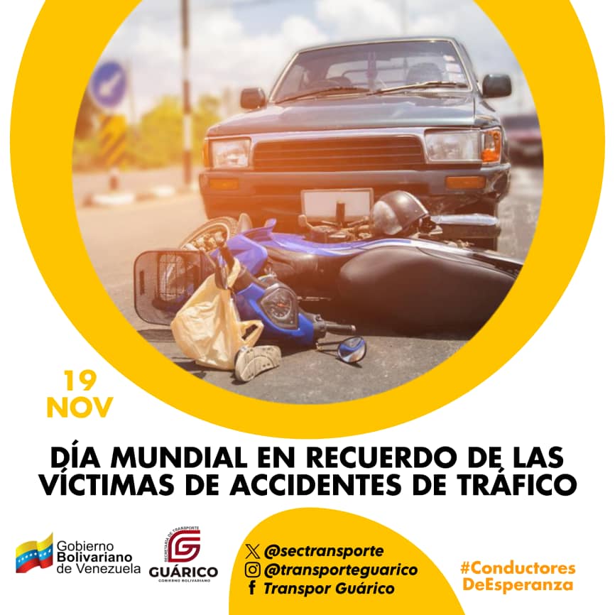 Hoy conmemoramos el Día Mundial en Recuerdo de las Víctimas de Accidentes de Tráfico. 

Recordemos a todas las personas que han perdido la vida en las carreteras y trabajemos juntos para crear un mundo más seguro.

La seguridad vial SI es muy importante ¡Cuídate!