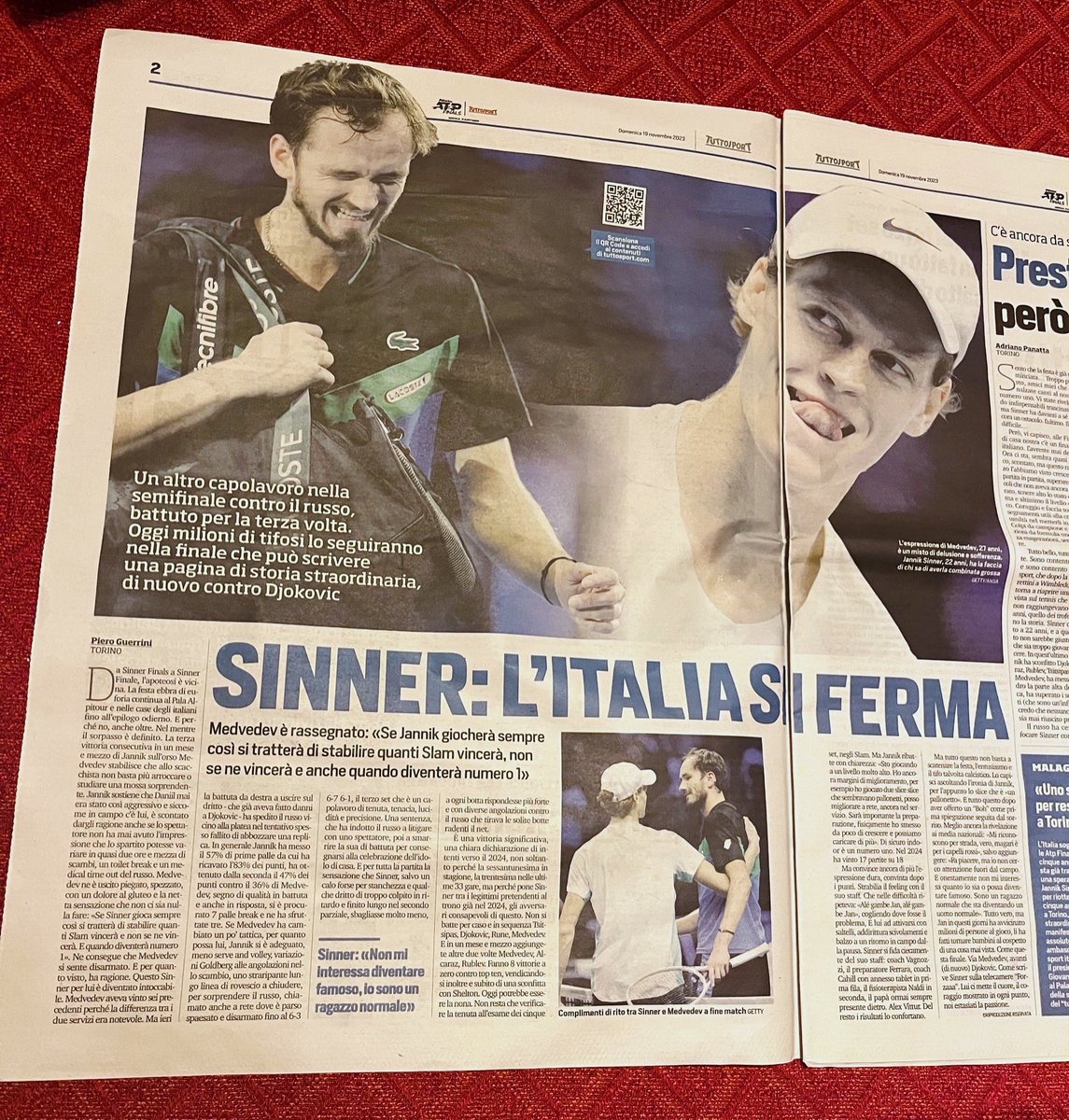 AleeeeexP's tweet photo. Sinner è il primo italiano nella storia a raggiungere una finale delle Atp Finals di Tennis. 
In 54 anni di storia del torneo. 
Sognare non costa nulla, l’Italia s’è desta! 🇮🇹 https://t.co/JbelykNJFQ