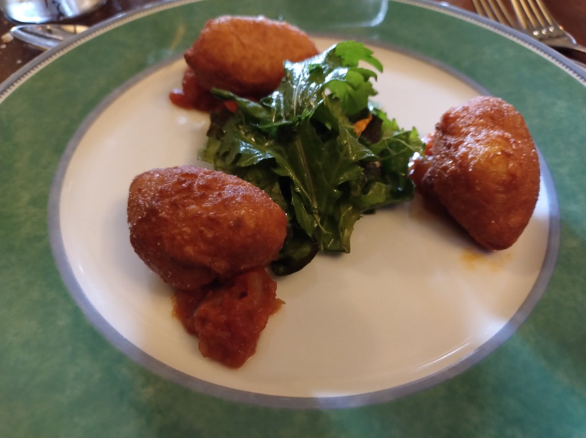 Exemplary lunch at @1861Restaurant  Cheese beignets, light as a feather but still super cheesy with a rich tomato sauce