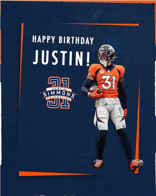 Happy Birthday to our Founder &amp; Chairman <a href="/jsimms1119/">Justin Simmons</a>! 

#BroncosCountry