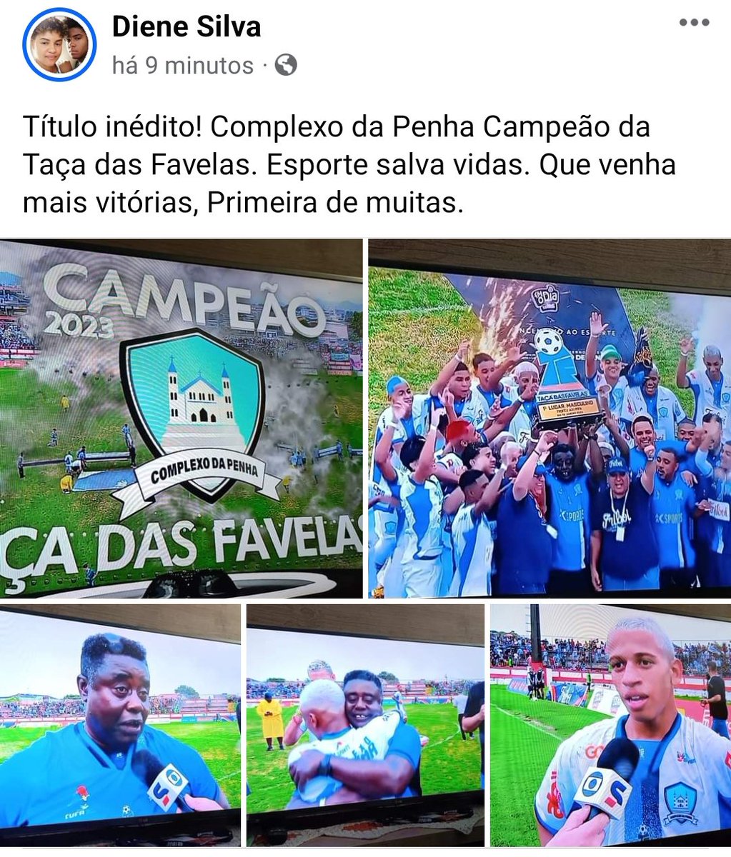dienevr's tweet photo. Complexo da Penha Campeão da Taça das Favelas, @taca_rj .  Primeira de muitas vitórias. Viva o esporte, viva os anjos que se dedicam, como Professor Osmas.  @cpxdapenha1_  @DjRenanFC https://t.co/sn6pqEgiHs