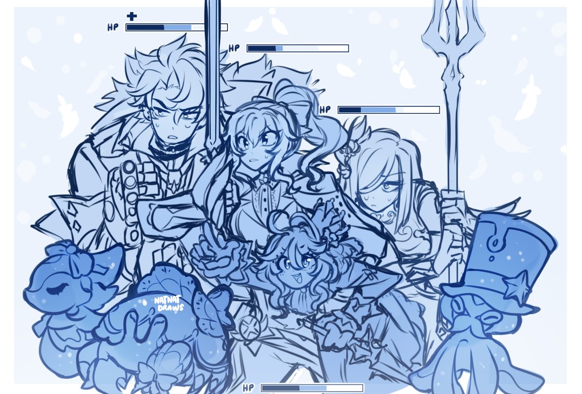 琴|ジン(原神) ,申鶴(しんかく)(原神) 「my team dying but its okei, jean is here」|NatNatdraws ALL SLOTS TAKEN FOR COMMISSIONS! (3/3)のイラスト