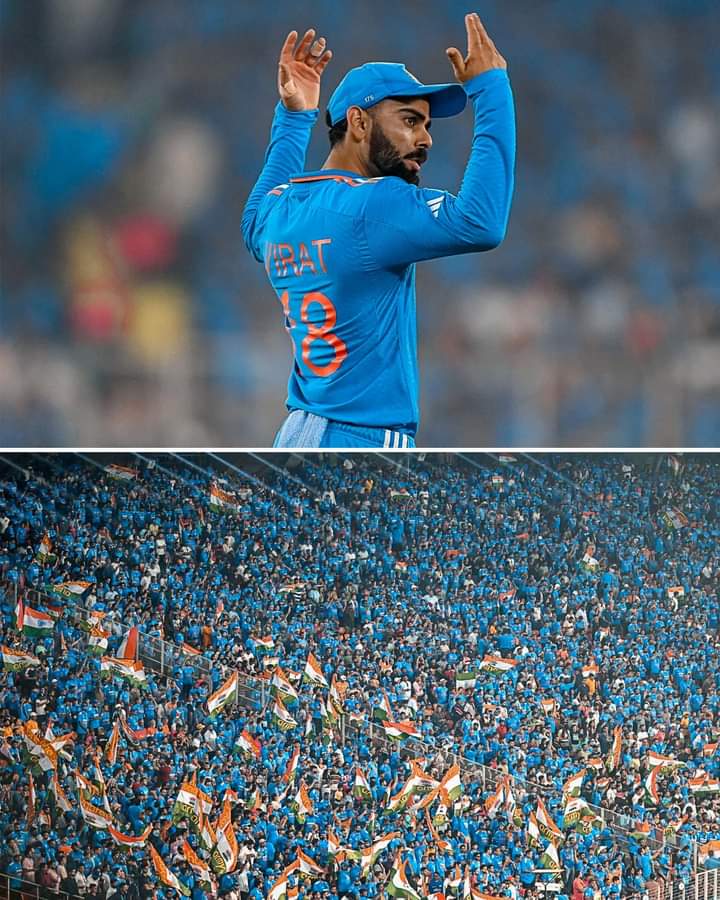 _Virat Kohli hyping up the crowd 🔊_
#INDvsAUSfinal #Worlds2023 #WCFINAL #WorldcupFinal #INDvsAUSfinal #ViratKohli𓃵