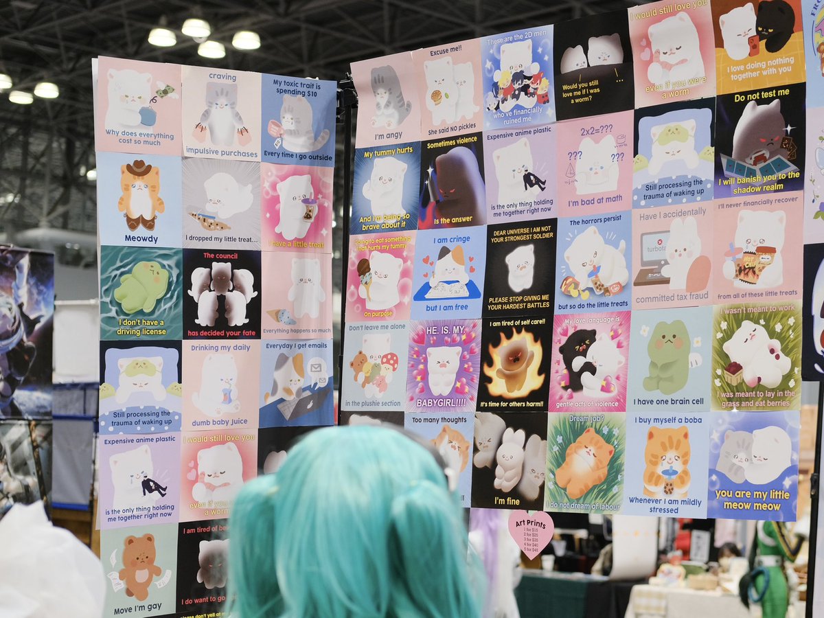 camillaz15's tweet photo. Ahhhh I love them!!!
Don’t miss the meow meows from @maobabie at H10 #AnimeNYC !!!
They are soooooo cute. I want to buy more. I checked the online store but didn’t find the prints in the shop. So don’t miss them today if you want to buy one!
#AnimeNYC2023 https://t.co/YmpWNq1bEz