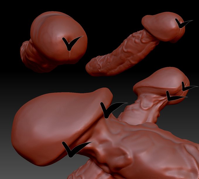 真横のシルエットが甘いけどとりあえず作画資料ちんぽにゃver2完成🐷✌️
だいたい色んな角度から見た時に気持ちいいシルエットの参考になればいいからこんなもんで
我が家のzbrushちゃんはチンポ生成専用機となっている… 