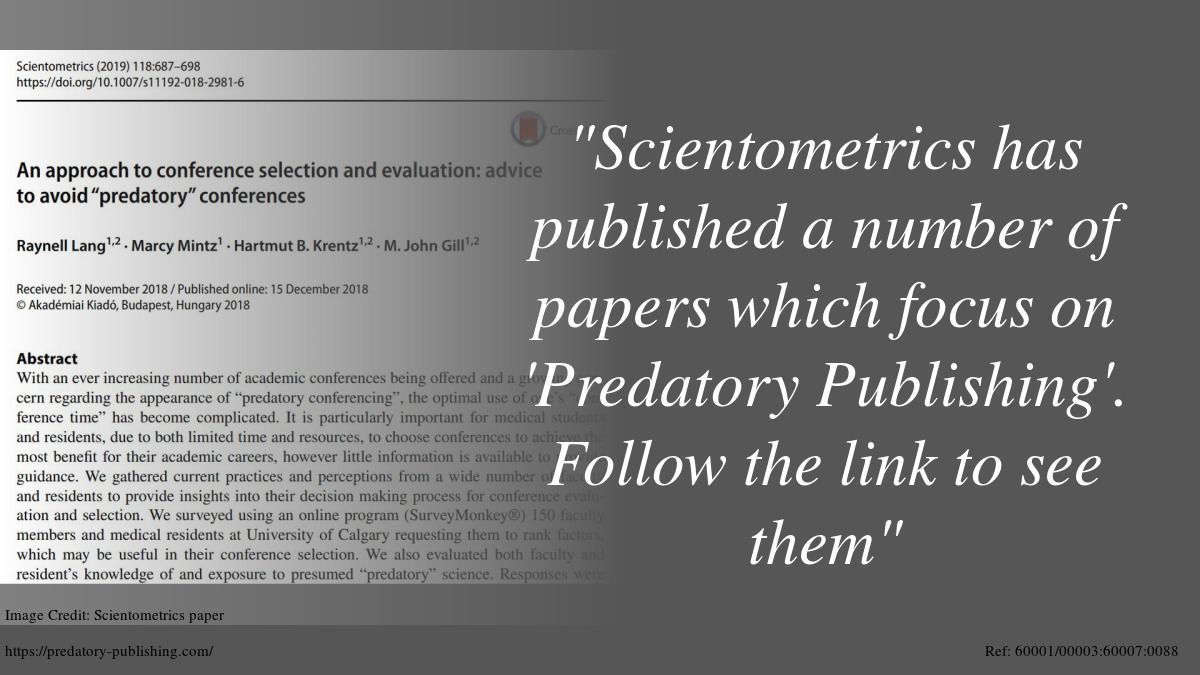 We are highlighting papers that have been published on #PredatoryPublishing. Please take a look by following the link. #ArticlesOnPredatoryPublishing @springerpub @Scopus @marcymintz buff.ly/3IPEUPr