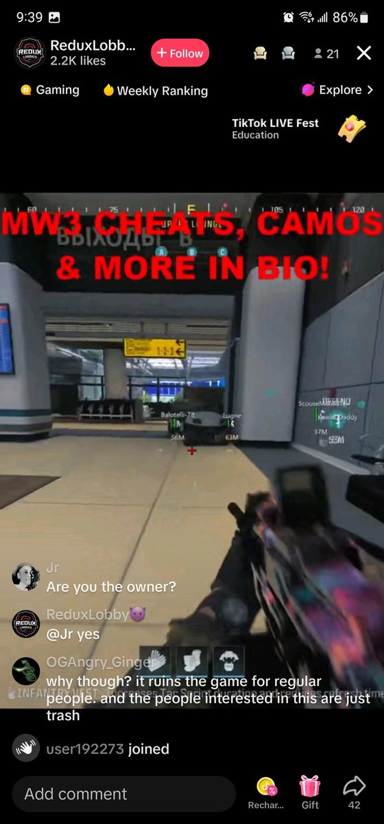 OGAngry_Ginger's tweet image. Just saw this on tiktok. Can't join the discord or I would have SS of all 1k plus members. This is just garbage. #codcheaters #cheats #trash
