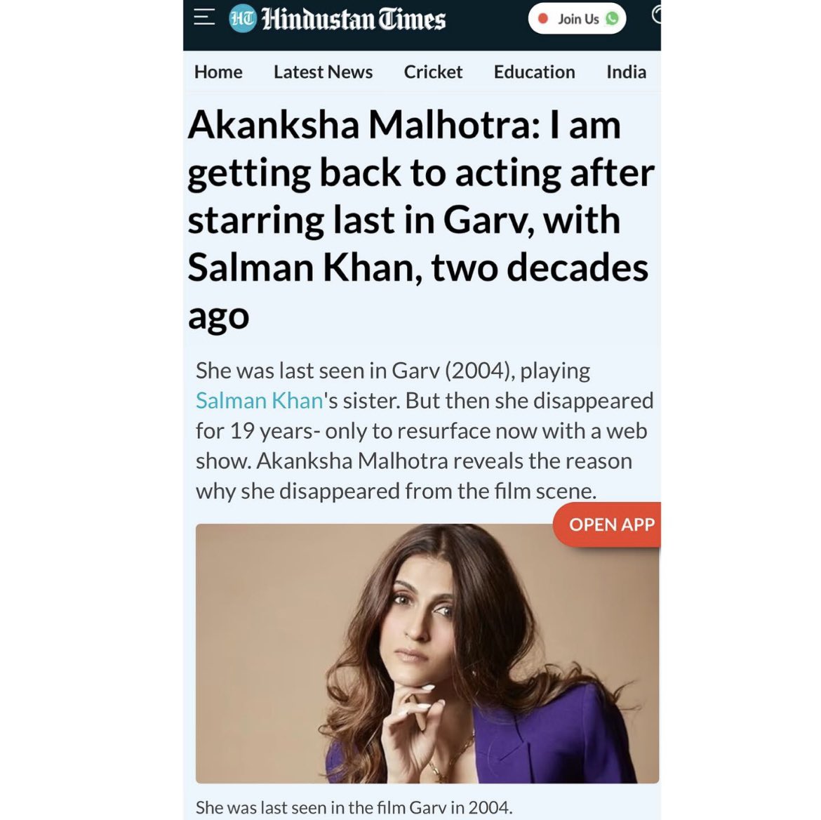 Akanksha Malhotra: I am getting back to acting after starring last in Garv, with Salman Khan, two decades ago

Coverage by @HindustanTimes 

#akankshamalhotra #salmankhan #garv #hindustantimes #ht