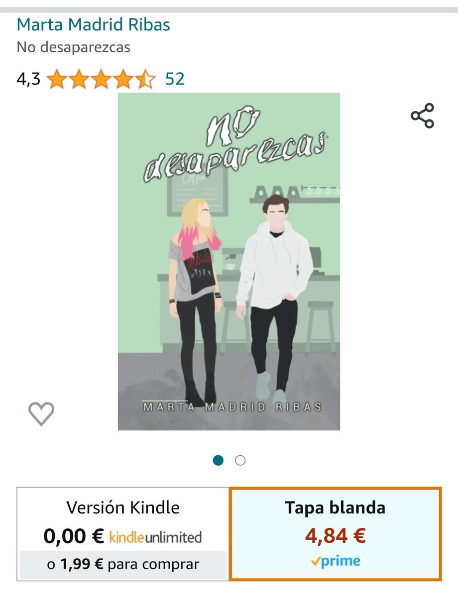 MartaMadridR's tweet photo. Amazon tiene en oferta de black friday #NoDesaparezcas en papel. Enlace en mi perfil :) https://t.co/42Oiy8HEDj