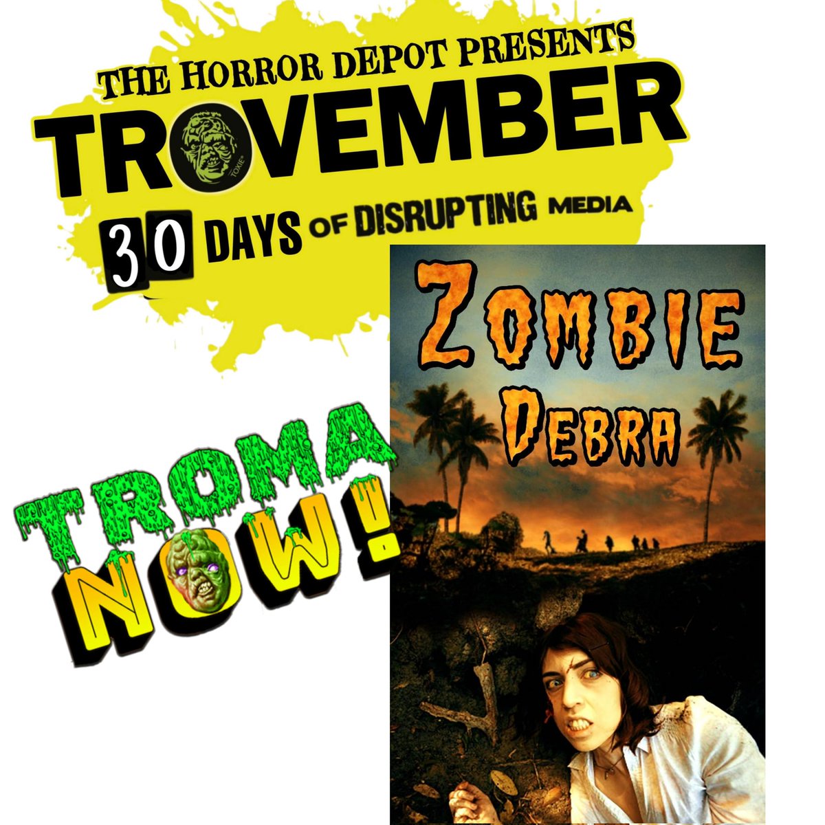 Today's pic for Trovember is Zombie Debra from 2022. <a href="/LushyLemming/">Lushy Lemming</a> put out a wonderful tale of a woman who is stuck in a zombie body. Will she get cured? Well the oh f*** ending will tell you.
#zombiedebra #zombie #troma