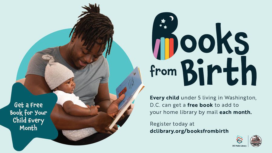 dcpl's tweet photo. All children in D.C. have the incredible opportunity to receive a free book every month starting from birth until they turn five. Let's build a love for reading together! 📚#BooksFromBirth
Learn more: https://t.co/dNJIsYXBTW https://t.co/mFzaZTubLu