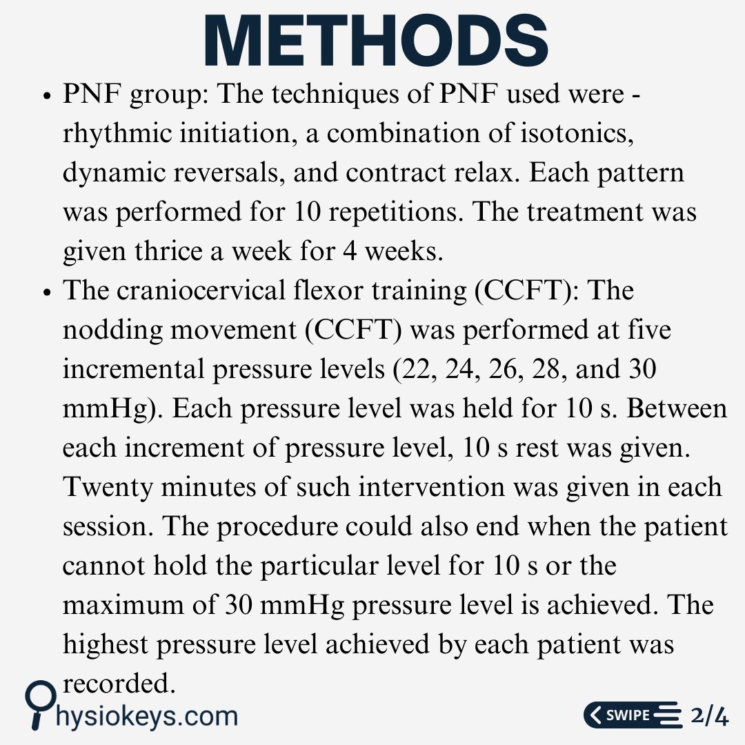 PhysioKeys's tweet photo. Effect of proprioceptive neuromuscular facilitation and cranio-cervical flexor training on pain and function in chronic mechanical neck pain: A randomized clinical trial

https://t.co/1ngIXkaLDp

#physiotherapy #PhysicalTherapy #physio #research https://t.co/3Ybzimw2AG