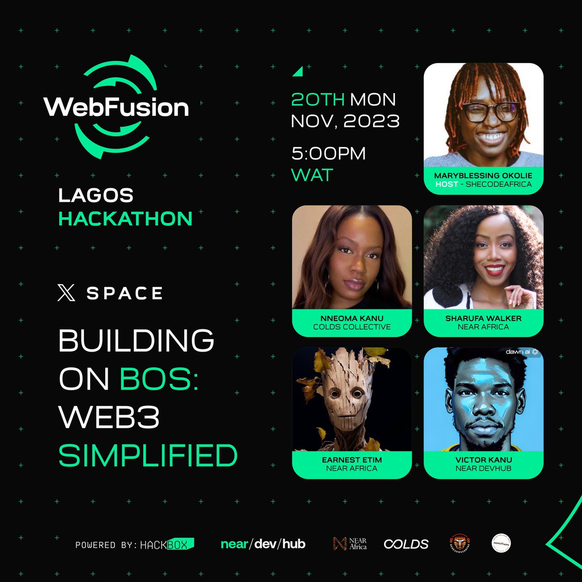 Join us for an exclusive Twitter Space on Monday 5PM WAT, where we will discuss ; Building on BOS.

Don't miss out on this opportunity to connect with our speakers:

@nneomack 
<a href="/SharufaRWalker/">Sharufa R. Walker</a> 
<a href="/EtimEarnest/">Modify🔸(⋈, 🤖)</a> 

Space link : 👇 

x.com/i/spaces/1gqxv…

#poweredbyHackbox #BOS