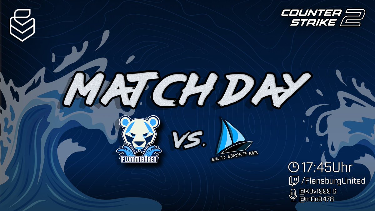 #CS2 D-D-Derbytime! Heute geht es für die FLUmmibären gegen das <a href="/ESportKiel/">Baltic eSports Kiel e.V.</a> Aimboot in der 2. <a href="/uniligaGG/">Uniliga</a> ran. GL&amp;HF 

🕔17:45 Uhr
📷twitch.tv/flensburgunited
🎙️<a href="/K3v1999/">K3v</a> &amp; <a href="/m0o9478/">mo</a>
#FLU🌊💙