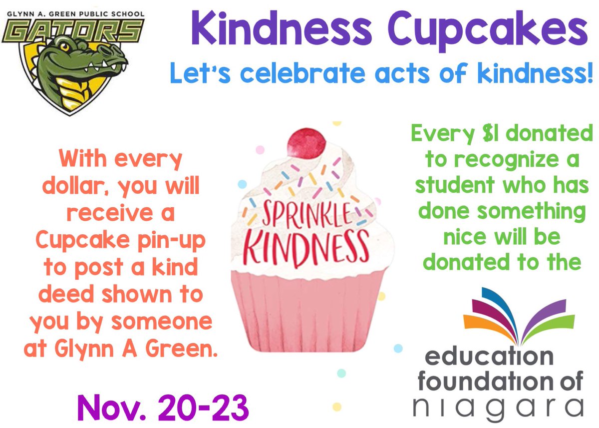 Glynn A Green Public School (@gagdsbn) on Twitter photo Calling all Gators… this week we are celebrating acts of kindness to help students in DSBN schools. <a href="/efnniagara/">Education Foundation of Niagara</a> <a href="/dsbn/">District School Board of Niagara</a> Calling all Gators… this week we are celebrating acts of kindness to help students in DSBN schools. <a href="/efnniagara/">Education Foundation of Niagara</a> <a href="/dsbn/">District School Board of Niagara</a>