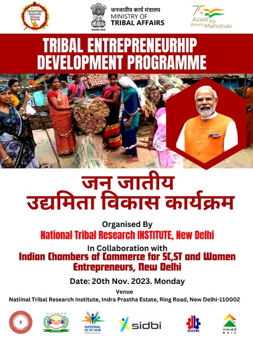 diccits's tweet photo. Tribal Entrepreneurship Development Program as a pivotal part of the #JanJatiyaGauravDivas festivities. This program, conducted in collaboration with the Indian Chambers of Commerce, focuses on empowering SC, ST, and Women Entrepreneurs. 
#dicci #scsthub #cii #SC #ST https://t.co/4ifs7RETwB