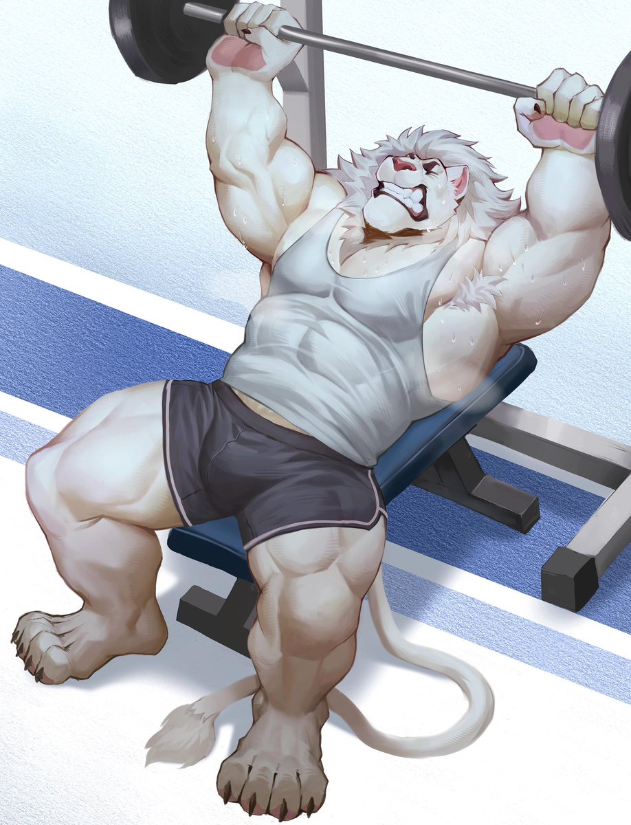 He do be getting in shape for the coming winter 🦁— Remarkable artwork by @O_reowoof thank you so much ❤️!!
